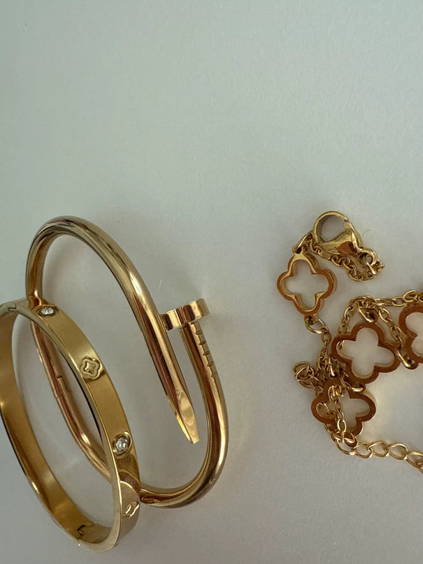 Armreifen-Set – French Lucky Clover (3-teilig)