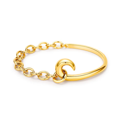 Armreif - Royal Edge – Offener Armreif mit Kettendetail in Gold