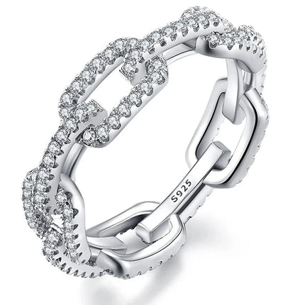 Ring - Chainlight – Stapelbarer Silberring mit Zirkonia