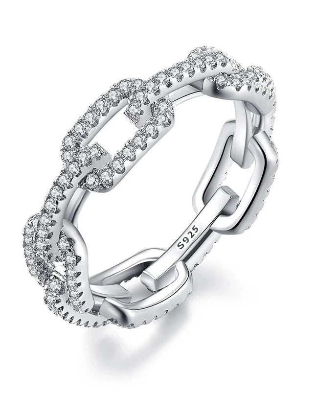 Ring - Chainlight – Stapelbarer Silberring mit Zirkonia