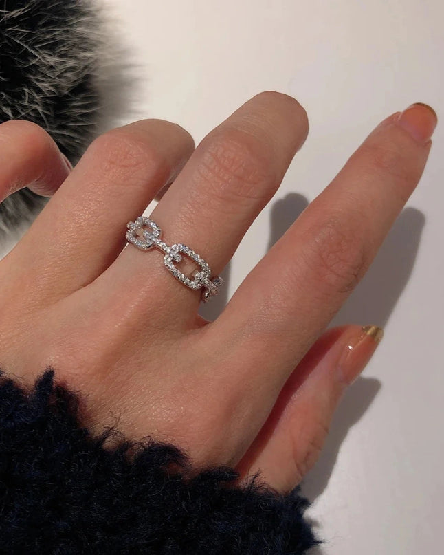 Ring - Chainlight – Stapelbarer Silberring mit Zirkonia