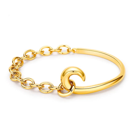 Armreif - Royal Edge – Offener Armreif mit Kettendetail in Gold